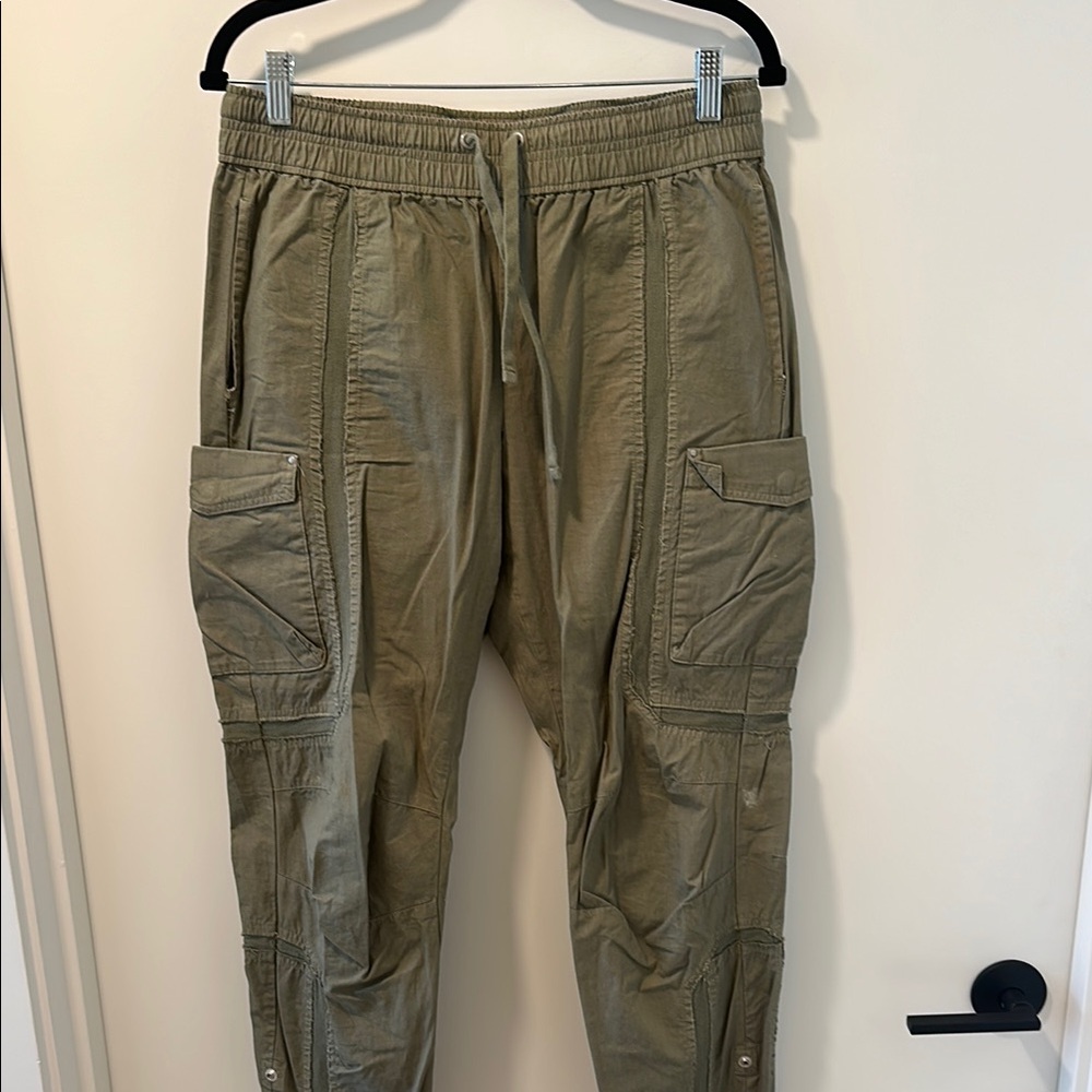 John Elliott Green Cargo Pants with Elastic Waistband